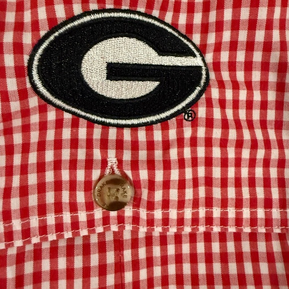 Georgia Bulldogs Red Gingham Men's Button-Down DRAKE Performance Shirt XL NWOT - Picture 4 of 9